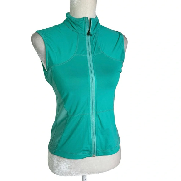 Lululemon Lightweight Mesh Sides Back Zip Pockets Athletic Vest Green Size 6 - Picture 1 of 9